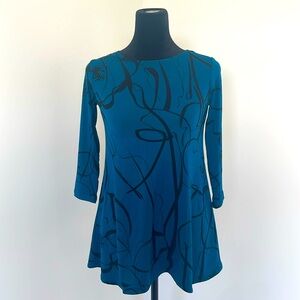 NWOT Alfani Petite 3/4 Sleeve Blue and Black Blouse Size PP